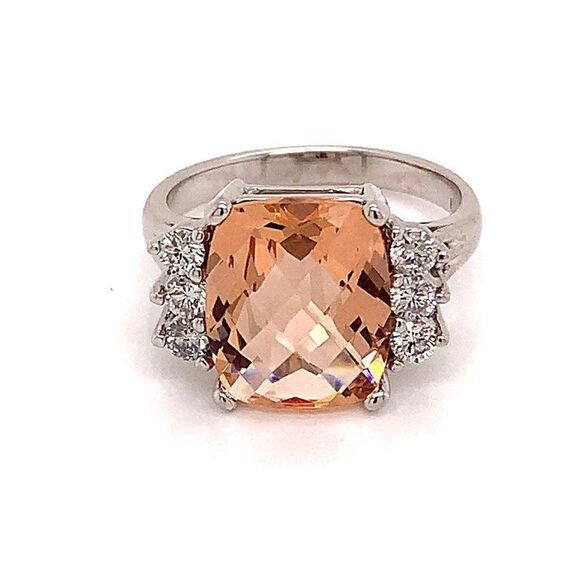 Diamond Morganite Ring Size 7.25 14k Gold 5.60 TCW Certified $5,950 120600 - Picture 3 of 14